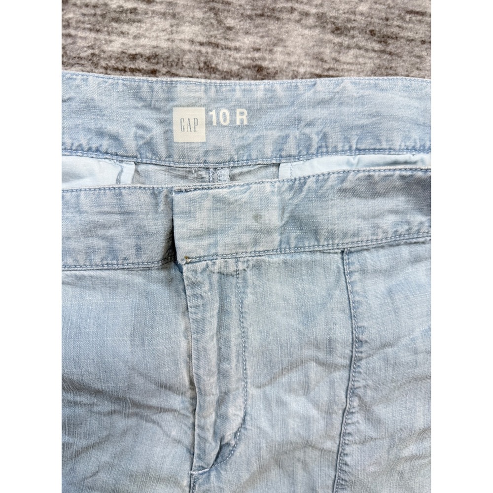 Gap Sailor Wide Leg Pants 10R Bleached Chambray Blue Tencel Lyocell 130000-02 - Picture 3 of 8